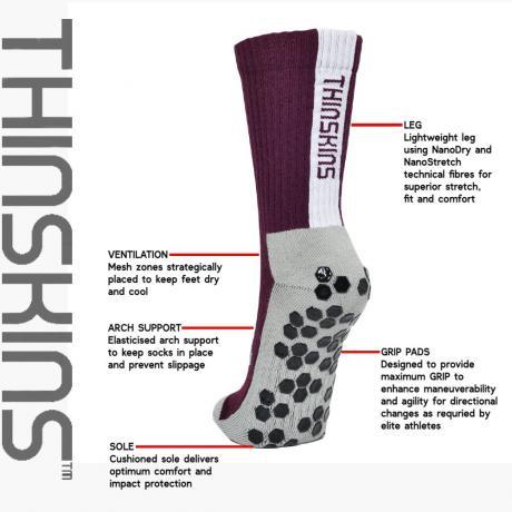 Crew Length - Grip - Maroon - Matai Sports